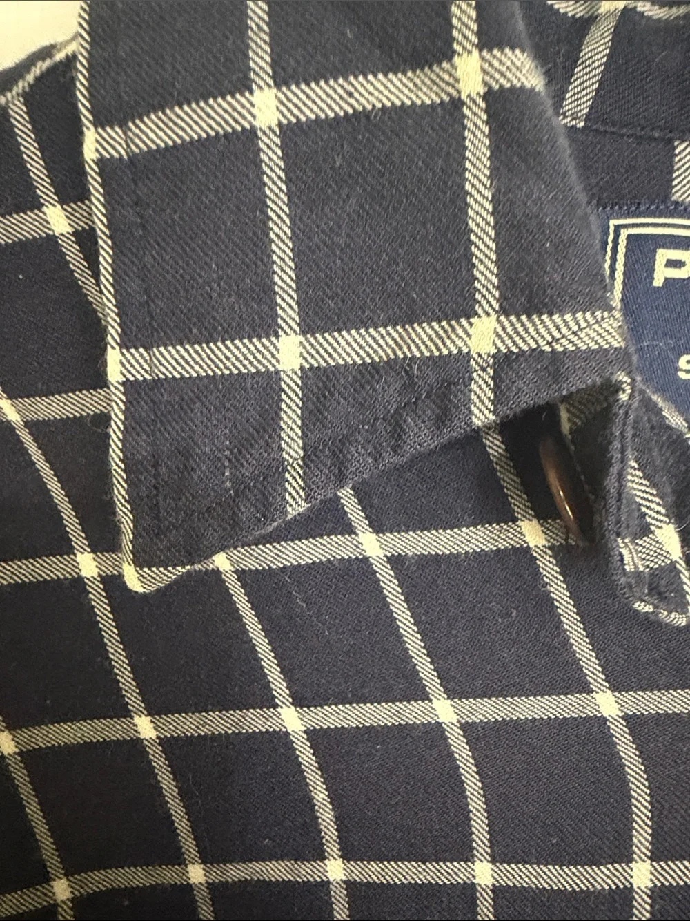 Polo by Ralph Lauren Navy and White Windowpane Flannel Shirt